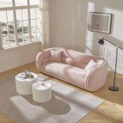 CocoonBouclé Sofa + Curved Bouclé Sofa with Solid Wood Frame + liqana