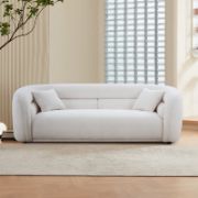 CocoonBouclé Sofa + Curved Bouclé Sofa with Solid Wood Frame + liqana