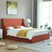 Modern Bed with Hydraulic Storage and Wingback Headboard