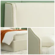 Modern Bed with Hydraulic Storage and Wingback Headboard
