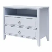 Elegant 2-Drawer Nightstand with Soft White Finish