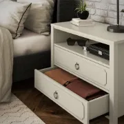 Elegant 2-Drawer Nightstand with Soft White Finish