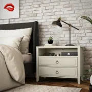 Elegant 2-Drawer Nightstand with Soft White Finish